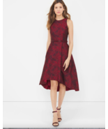 NWOT White House Black Market Floral Jacquard High Low Dress 2 Red Full ... - £39.17 GBP