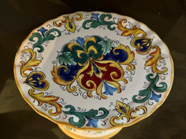 Alhambra Royal Tuscan Cake Stand Cake Plate Round Colorful Stoneware  10... - £27.52 GBP