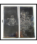 Cigarette Case Sterling 950 Silver Japanese Elegant Etched Figurative De... - $960.41 CAD
