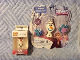 Disney Frozen 2 Olaf Necklace Activity &amp; Olaf Vinyl Figure Keychain New - £9.37 GBP