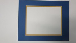 Picture Framing Mat 11x14 photo for 8x10 Royal blue with Saffron yellow gold - £9.55 GBP