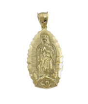 Lady Guadalupe Virgin Mary Pendant Real 10k Yellow Gold Charm  1.6&quot; - $223.74