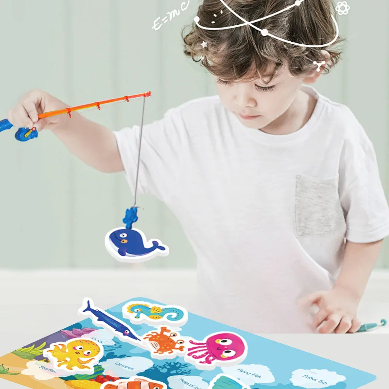 Children&#39;s magnetic fishing toy set marine life cognition bathing shower toy - £13.02 GBP