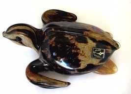  Handblown English Langham Large Brown Snappy Turtle/Tortoise,signed - $123.75
