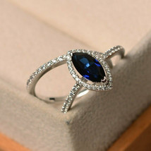 2.40Ct Marquise Simulated Sapphire Bridal Engagement Ring 14K White Gold Plated - $123.47