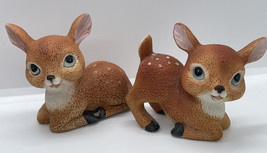 Vintage Pair Homco Baby Deer Fawns Playful Ceramic Figurines  #1473  Adorable - $14.01