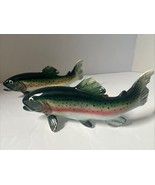 Vintage Pair of 2 Rainbow Spotted Trout Salt &amp; Pepper Shakers 5” Ceramic... - $535.92 MXN