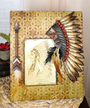 Southwest Native Tribal Indian Headdress with Feathers Arrow 5&quot;X7&quot; Picture Frame - £20.29 GBP