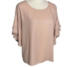 Pink white ruffle sleeve polka dot blouse - £11.45 GBP