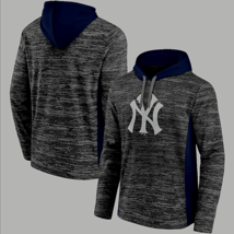 Ny Yankees Adult Two Tone Dark GRAY/NAVY Pullover Fleece Hooded Sweatshirt Small - £30.26 GBP