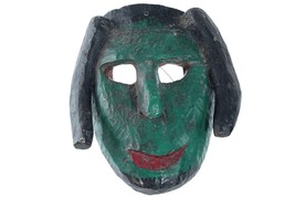 Vintage Mexican Green Face Devil dance mask - £198.93 GBP