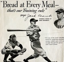 1940 Jack Coombs Duke University Baseball Bakers Bread Advertisement XL  - $47.50