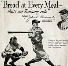 1940 Jack Coombs Duke University Baseball Bakers Bread Advertisement XL  - £37.35 GBP