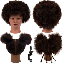 African Mannequin Head with 100% Human Hair Curly Cosmetology Manican Mannequins - £47.83 GBP