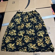 Connections Related Black Floral Skirt, Midi Length w/ Pockets, Vintage ... - $11.88