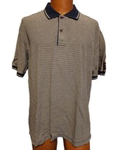 Rainforest Cafe Orlando Polo Shirt Mens XL Navy Beige Striped Sleeve Patch - £9.58 GBP