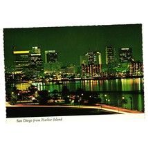 Vintage Postcard San Diego Bay From Harbor Island Downtown Buildings California - £7.13 GBP