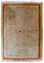 Handmade vintage Art Deco Chinese rug 2.1&#39; x 3.2&#39; (64cm x 97cm) 1970s - £494.34 GBP