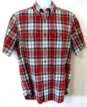 Carhartt Mens Red Plaid Short Sleeve Button Down Relaxed Fit Cotton Shir... - $19.75