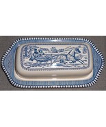 Royal China CURRIER &amp; IVES PATTERN 2 pc Butter Dish MADE IN USA - $79.19
