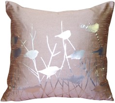 Metallic Birds Faded Rose Throw Pillow, with Polyfill Insert - £31.93 GBP