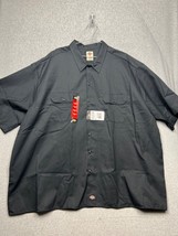 DICKIES Mens Black Button-Down Work Shirt 4XL Outdoor Mechanic Workwear - £19.54 GBP