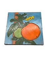Murray Quarries Art Tile Trivet Blue Orange Fruit Made in USA Vintage 6&quot;... - £12.48 GBP