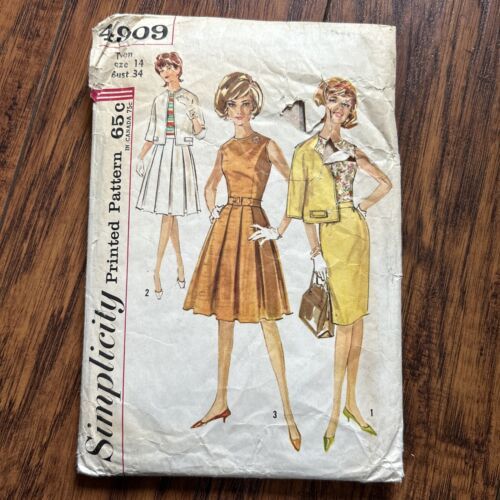 1960s Vintage Blouse Jacket 2 Skirts Simplicity 4909 Pattern Sz 14 Teen 34 bust - £6.27 GBP