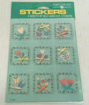 Vintage flower heart and butterfly adhesive stickers still in original p... - $19.75
