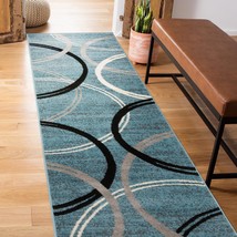 Rugshop Modern Wavy Circles Design Runner Rug 2&#39; x 10&#39; Blue - £38.56 GBP