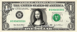 MONA LISA on Real Dollar Bill Cash Money Collectible Memorabilia Celebrity Novel - £6.98 GBP
