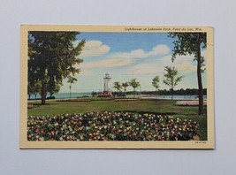 Vintage Postcard Fond Du Lac Wisconsin WI Lighthouse at Lakeside Park La... - $5.89