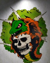 Grateful Dead Vintage Original Car Window Decal Skull Green Snake Lightning &#39;92 - £15.70 GBP