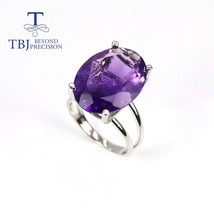 Natural South African amethyst oval 15*20mm large gemstone ring 925 sterling sil - £199.49 GBP