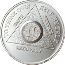 2 Year AA Medallion .999 Fine Silver Sobriety Chip - £46.18 GBP