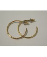 Vtg new old stock 70&#39;s gold tone plain hoop post earrings 1&quot; x 1mm - £3.99 GBP