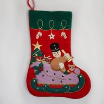 Vintage Sleigh Nutcracker Applique Christmas Stocking Sequined Velour Fe... - $20.00