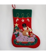 Vintage Sleigh Nutcracker Applique Christmas Stocking Sequined Velour Fe... - $30.08 CAD