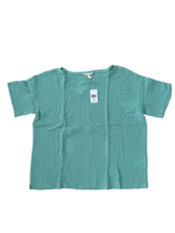 Eileen Fisher Boat Neck Boxy Organic Cotton Top Calypso Green ( S ) - £69.89 GBP
