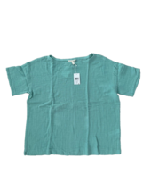 Eileen Fisher Boat Neck Boxy Organic Cotton Top Calypso Green ( S ) - $89.07