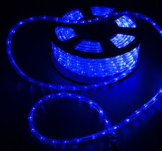 100FT 110V LED Rope Light Home Party Decoration 2 Wires Stripe Waterproof Blue - £36.76 GBP