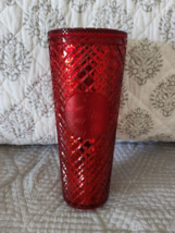 Starbucks Red Winter Holiday 2021 Jeweled Cold Cup Tumbler 24 Oz~Retired~Studded - £14.62 GBP
