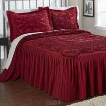 Better Trend Chloe Chenille Bedspread Burgundy Queen Size 102x110 Pristine Style - £76.26 GBP