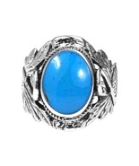 Beautiful Couple Swan Oval Blue TQ .925 Silver Ring-9 - £22.08 GBP