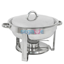 5 Quart Round Chafing Dish Catering Stainless Steel Banquet Buffet Tray ... - $65.99