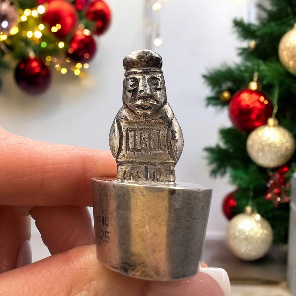 Vintage 925 Sterling Silver Miniature Statue Inca Peru Totem Cap Bottle ... - $171.00