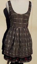 Free People New Romantics Dress WOmens 4 Cotton Ikat Gray Stripe Tribal ... - $18.22