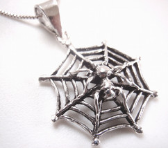 Eight-Legged Spider in her Octagonol Nest 925 Sterling Silver Necklace - £15.81 GBP