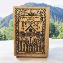 &quot;There&#39;s Simply No Place Quite Like Home&quot; Rubber Stamp Wood Birdhouse Flowers - $7.87