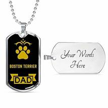 Dog Lover Gift Boston Terrier Dad Dog Necklace Engraved Stainless Steel Dog Tag  - £40.44 GBP